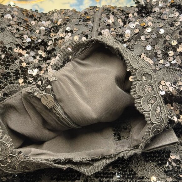 🆕 REBECCA VALLANCE 🧿 NWOT x Nicky Hilton Diana Black Bow Sequin Mini, Sz US 6 - Picture 14 of 16